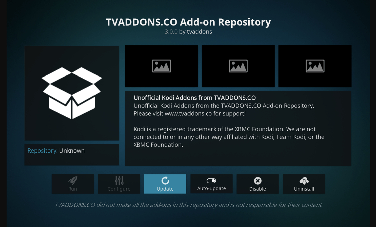 update tv addon repository