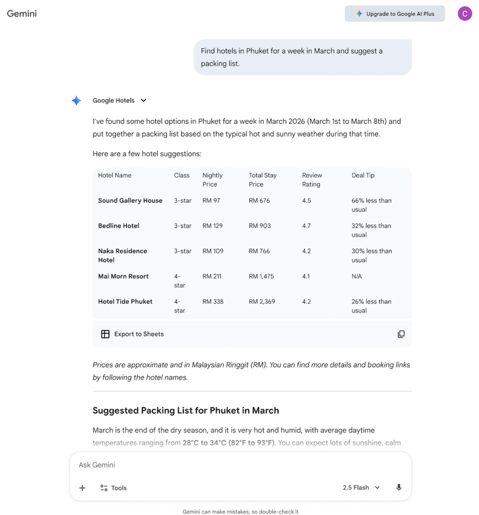 Google Travel with Gemini - AI trip planner