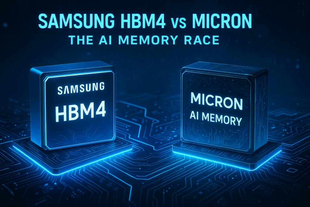 HBM4: Will Samsung or Micron Dominate AI Memory in 2025? Samsung HBM4 and Micron AI memory chips illustrating next-gen high bandwidth memory for AI GPUs.