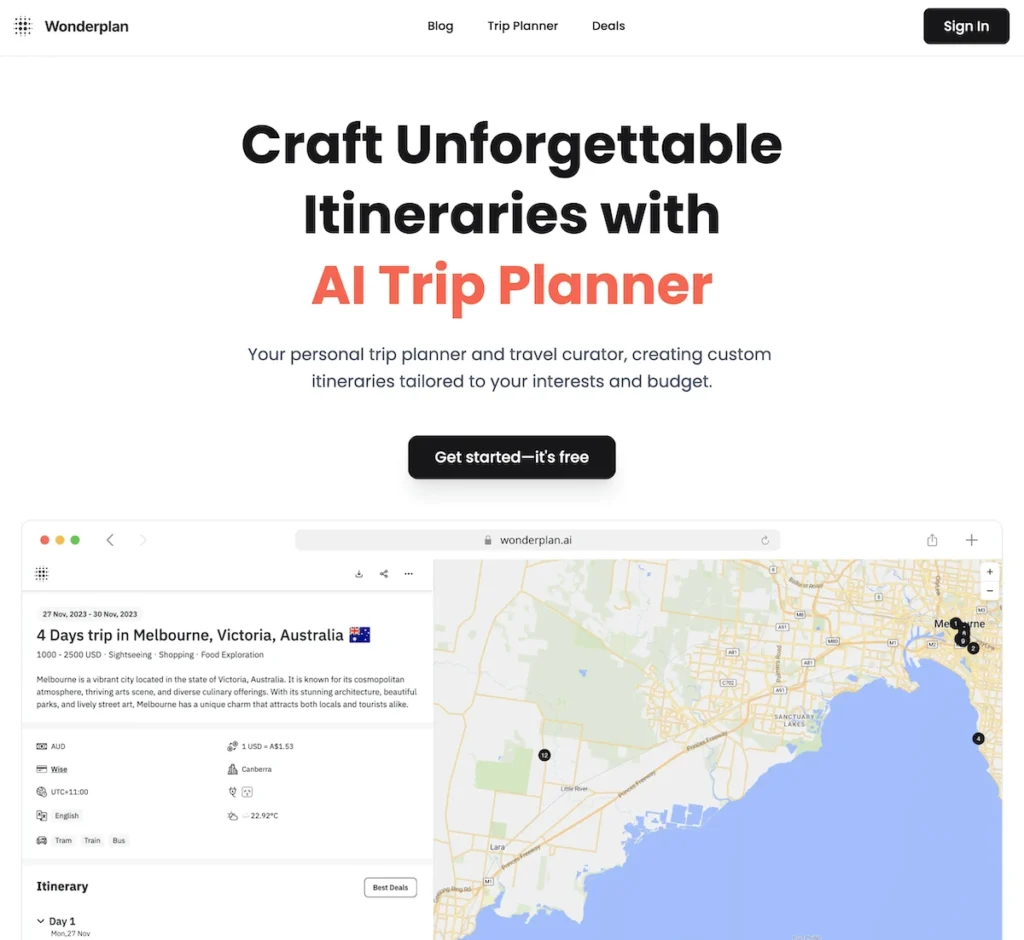 WonderPlan - AI trip planner