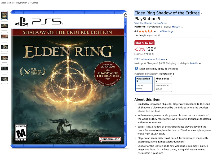 Elden Ring Shadow of the Erdtree - PlayStation 5