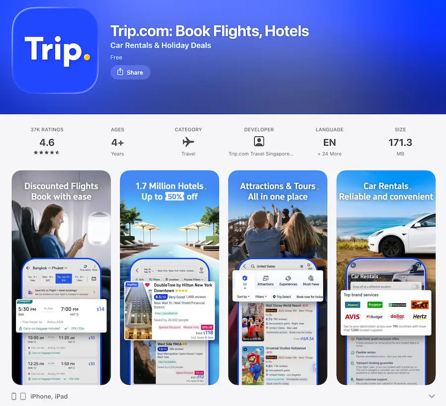 Trip.com: Book Flights, Hotels